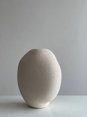 Ваза світла шамот двостороння для сухих композицій 25,5х22х18 см