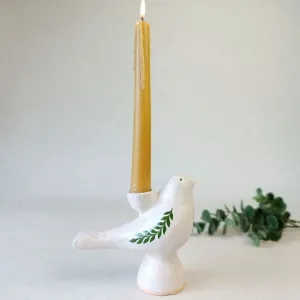 Свічник "Пташка" з зеленою гілкою, M