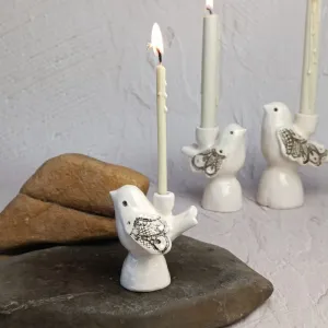 Свічник "Пташка", мереживний з золотом, S