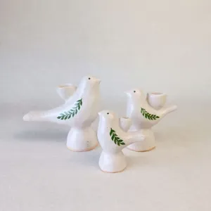 Свічник "Пташка" з зеленою гілкою, S