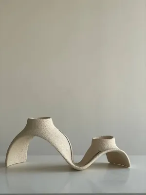 Підсвічник світлий подвійний шамот 27х13х11 см