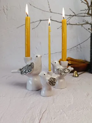 Свічник "Пташка" мереживний-сірий, S