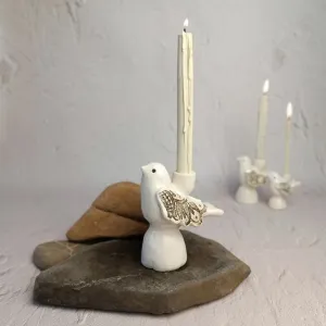 Свічник "Пташка", мереживний з золотом, L