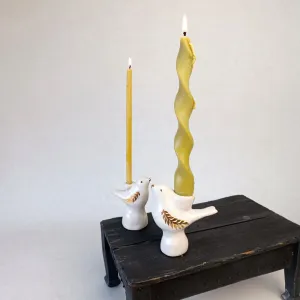 Свічник "Пташка" білий з золотом, S