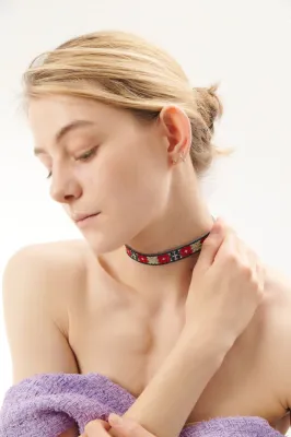 Чокер тонкий "Зелений кант"