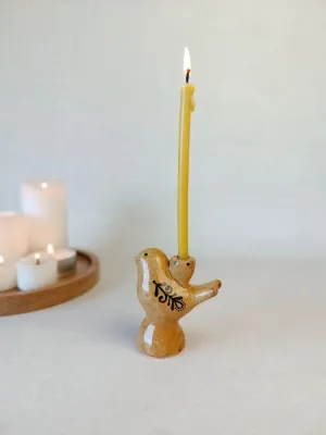 Свічник "Пташка" карамель з розписом, S