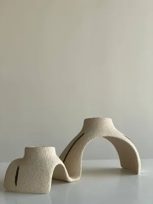 Підсвічник світлий подвійний шамот 27х13х11 см