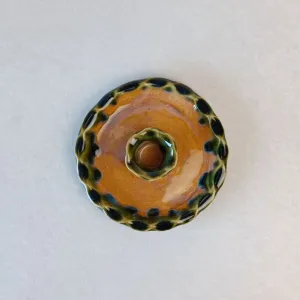 Свічник з зеленим обідком, карамель