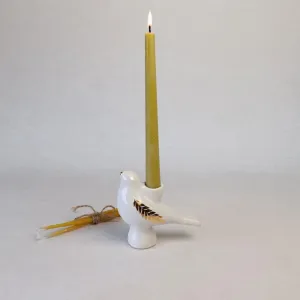 Свічник "Пташка" білий з золотом, S