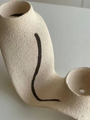 Підсвічник світлий подвійний шамот 27х13х11 см