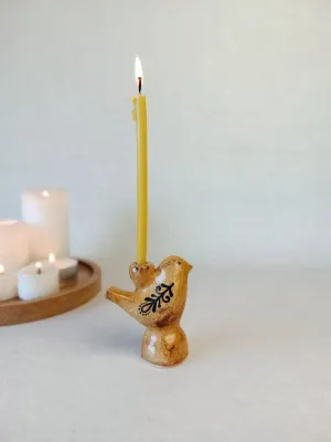 Свічник "Пташка" карамель з розписом, S