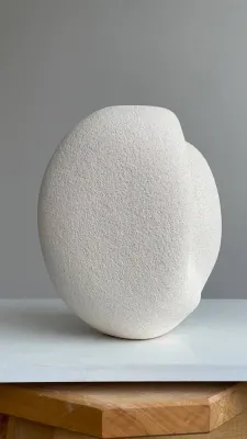 Ваза світла шамот двостороння для сухих композицій 25,5х22х18 см