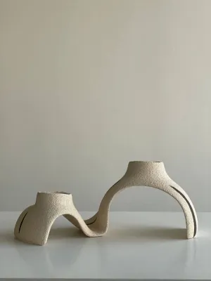 Підсвічник світлий подвійний шамот 27х13х11 см