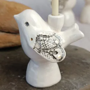 Свічник "Пташка", мереживний з золотом, S