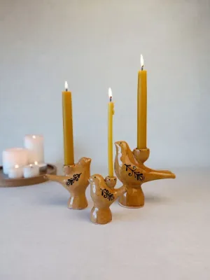 Свічник "Пташка" карамель з розписом, S