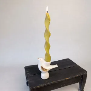 Свічник "Пташка" білий з золотом, S