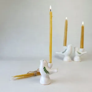 Свічник "Пташка" з зеленою гілкою, M