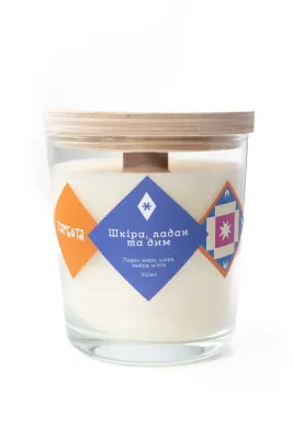 Свічка "Шкіра, ладан та дим" 350 мл