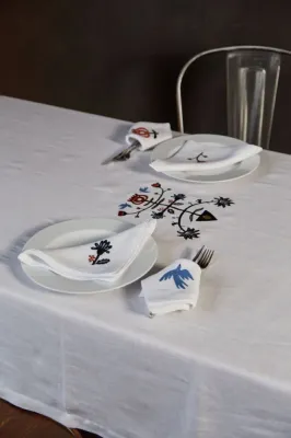 Серветка, білий льон, 40х40 см, вишивка кольорова "Дерево життя"