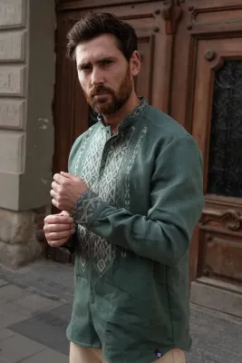 Сорочка чоловіча Сяйво темно-зелена