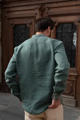 Сорочка чоловіча Сяйво темно-зелена