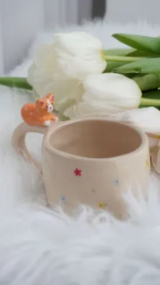 Горнятко "Руденький котик в квітах"