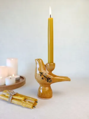 Свічник "Пташка" карамель з розписом, L