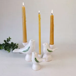 Свічник "Пташка" з зеленою гілкою, L