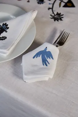 Серветка, білий льон, 40х40 см, вишивка кольорова "Дерево життя"