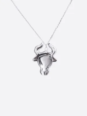 Декоративна керамічна прикраса "Телець срібний" на чорному шнурку