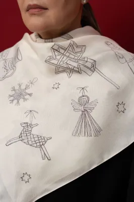 Хустина шовк "Різдвяна радість" 65*65 см