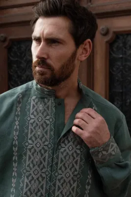 Сорочка чоловіча Сяйво темно-зелена