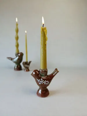 Свічник "Пташка" зелено-коричневий, S