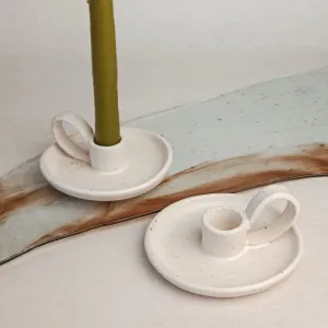 ArtCeramics Свічник класичний з широкою основою, світлий