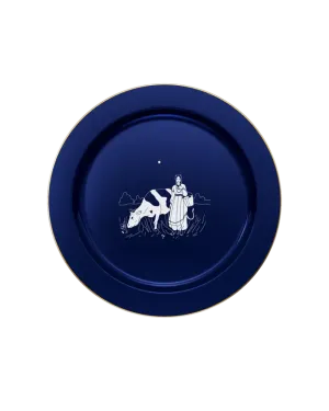 Тарілка "Відьма Соломія з коровою" (синя)