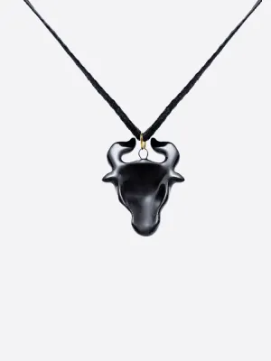  Декоративна керамічна прикраса "Телець чорний з позолотою" на чорному шнурку