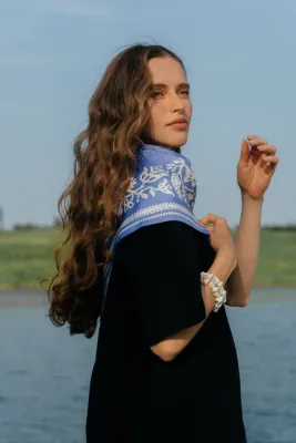 Хустина "Вибійка блакитна" 70*70 см