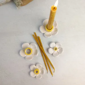 Свічник "Ромашка" з жовтою серединкою, S