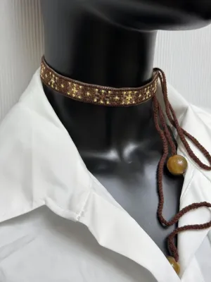 Чокер тонкий "Коричневий кант"