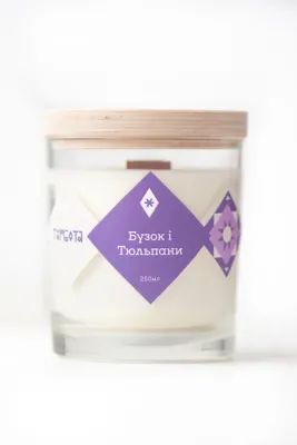 Свічка "Бузок і тюльпани" 250 мл