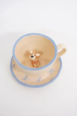 Набір "Коргі в блакитних бантиках"