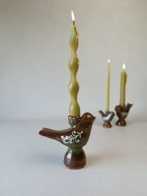 Свічник "Пташка" зелено-коричневий, S