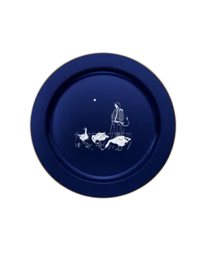 Тарілка "Відьма з гусами" (синя)