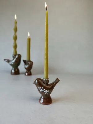 Свічник "Пташка" зелено-коричневий, S