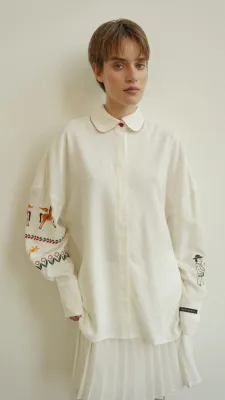 Сорочка вишита "Яворів" молочний 30% льон, 70% віскоза 