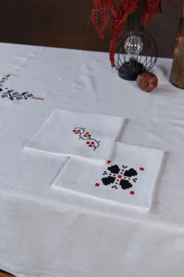 Серветка, білий льон льон, 40х40 см «Українська символіка» 