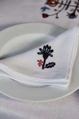 Серветка, білий льон, 40х40 см, вишивка кольорова "Дерево життя"