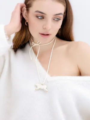 Декоративна керамічна прикраса "Зайченя біле з позолотою"