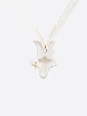 Декоративна керамічна прикраса "Кізонька біла з позолотою" 