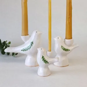 Свічник "Пташка" з зеленою гілкою, L